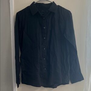 Elegant Black Women's Linen Button Down Shirt Size Small
